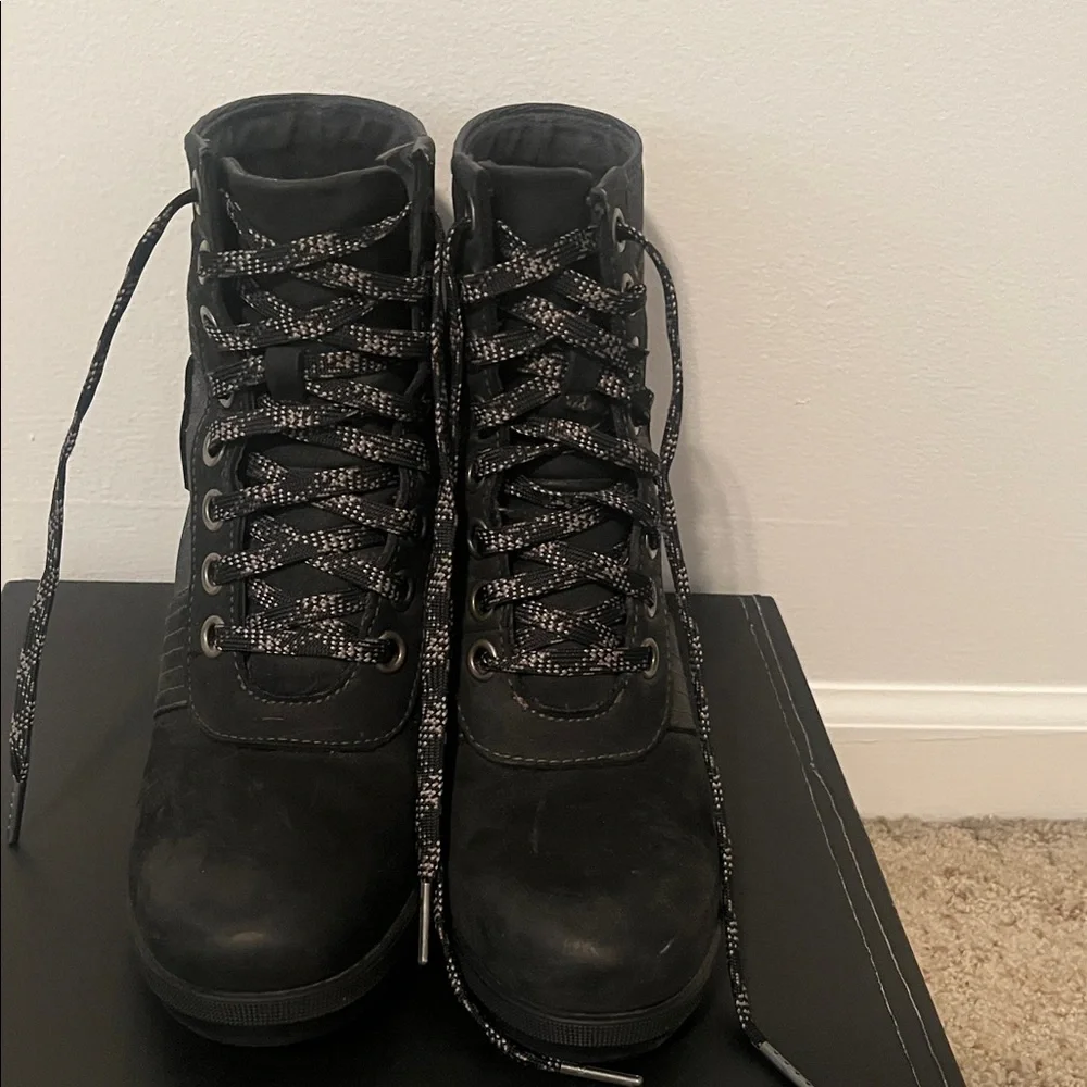 Sorel Black Lace-Up Wedge Boots - Picture 5 of 6